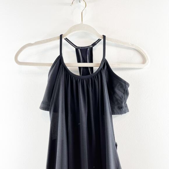 Lululemon No Limits Sleeveless Mesh Long Tank Top with Shelf Bra Black 4 - Picture 5 of 11